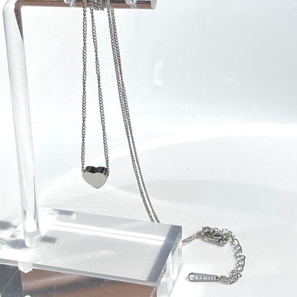 Silver Heart Necklace Stainless Steel - Picture 1 of 11